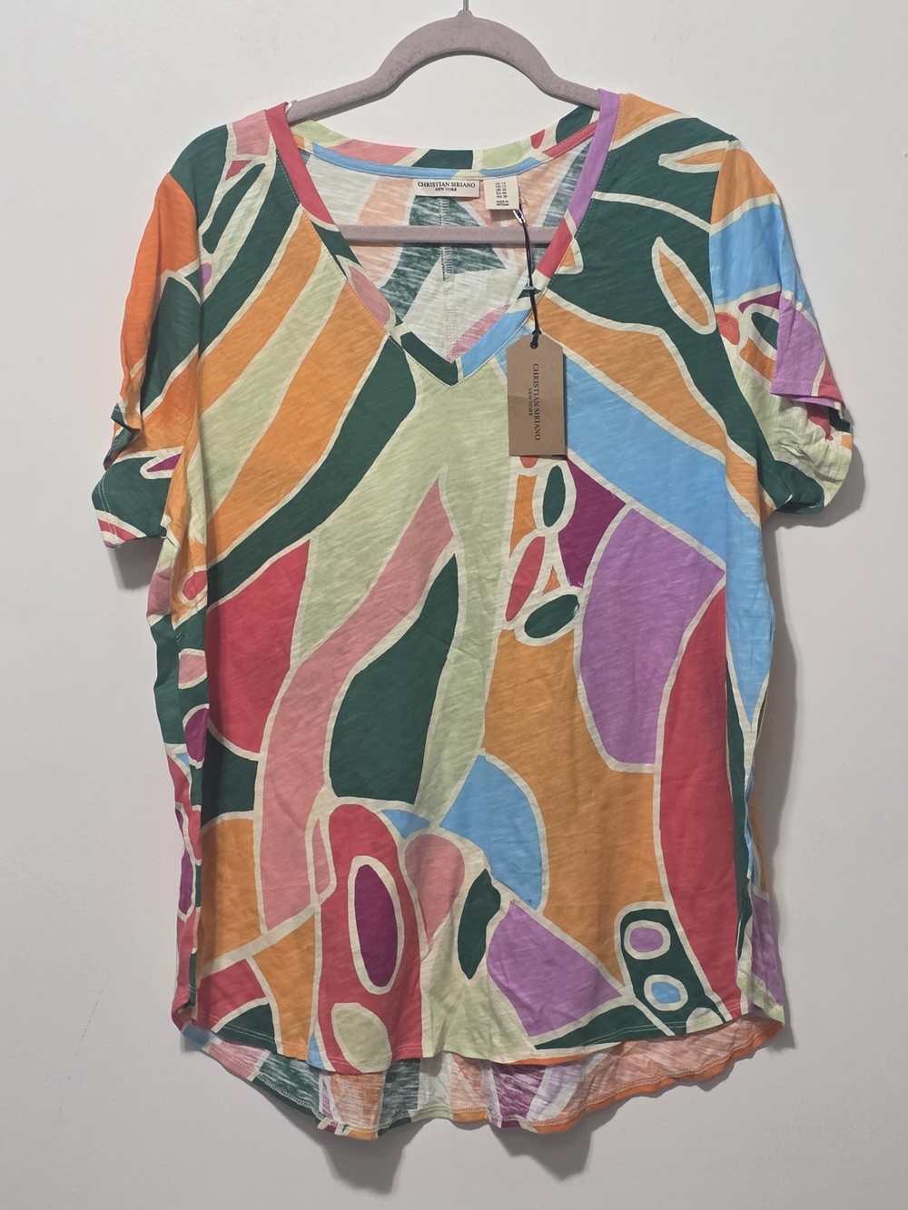Christian Siriano Multicolor Abstract Print Short Sleeve Tee